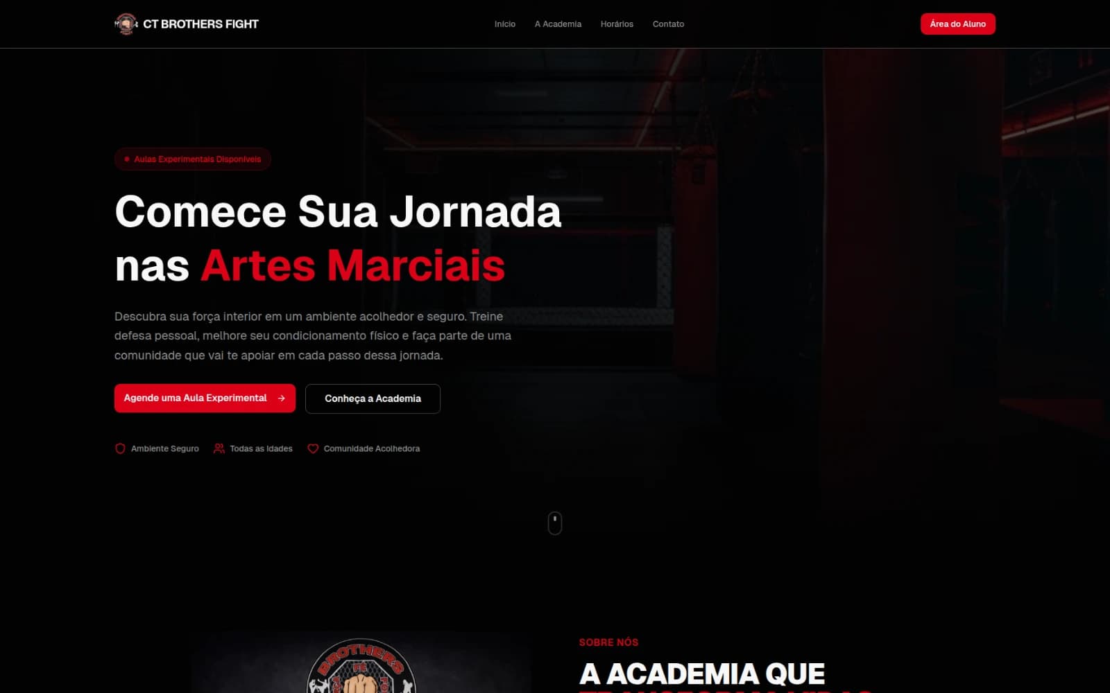 CT Brothers Fight — Sistema completo de academia de artes marciais